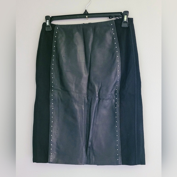 White House Black Market Elegant Black Faux Leather Pencil Skirt Women's Size 6 - Picture 2 of 8